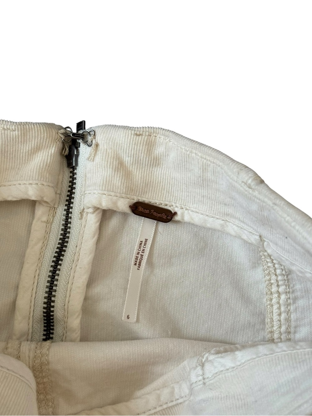 Free People Cream A-Line Stitch-Panel Mini Skirt - Picture 3 of 6